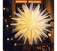 EANLOLY Estrella de Papel para Colgar, Estrella de Navidad iluminada, Estrellas Luminosas en 3D, decoración de Ventana, Color Blanco, diámetro de 45 cm