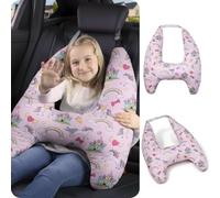eaonitu Almohada de viaje para niños, almohada de viaje para el asiento trasero del coche, ajustador de cinturón de seguridad para niños, almohadilla de apoyo para cuello y hombro, cojín de dibujos