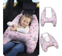 eaonitu Almohada de viaje para niños, almohada de viaje para el asiento trasero del coche, ajustador de cinturón de seguridad para niños, almohadilla de apoyo para cuello y hombro, cojín de dibujos