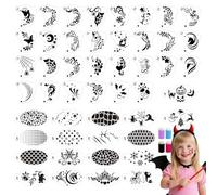 EAPIKON 48 Plantillas de Pinturas de Cara con 4 Esponjas de Dedo, Plantillas Reutilizables para Pintura Facial y Corporal, Maquillaje Pintacaras para Halloween Carnaval Cosplay Fiestas Niños Adultos