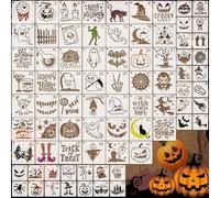 EAPIKON 78PCS Plantillas Halloween Reutilizables para Pintar, Stencil de Plástico DIY Manualidades, Plantillas de Dibujos para Niños, Decoración de Paredes, Muebles y Scrapbooking