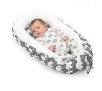 EAQ Nido Bebé Recién Nacido 90 x 50 cm Algodón 100%, Reductor de Cuna Nidos para Recién Nacidos y Bebés, Cuna Cama de Viaje Portátil, Funda Removible y Lavable (elefante)