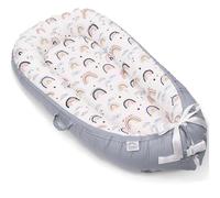 EAQ Nido Bebé Recién Nacido 90 x 50 cm Algodón 100%, Reductor de Cuna Nidos para Recién Nacidos y Bebés, Cuna Cama de Viaje Portátil, Funda Removible y Lavable (arcoíris)