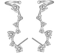 Ear Climber Sterling Silver Cristales Puños de la oreja Crawler Pendiente Joyería para las Mujeres, Puños de la Oreja Crawler, Conjunto de Pendientes de Procesamiento de Moda