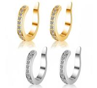 Ear Cuffs minimalistas sin perforación 2 piezas - Pendientes trepadores de circonio delicados en oro y plata para uso diario