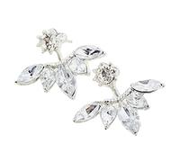 Ear Jacket Pendientes Front Back Ear Cuffs Aleación Flores Joyas Mujer Ear Stud Plata 1 Par Exquisita Decoraciónec