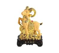 Ear Sheep - Figura decorativa de resina dorada, estatua de L-ucky, adorno | Career Prosperity Symbol, 18x12x7cm, For Cars Shop Home Offices Cafes Bookstores Living Room Bookshelves Display Bedside