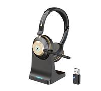 Earbay Auriculares inalámbricos, auriculares Bluetooth con micrófono con cancelación de ruido y dongle USB, auriculares Bluetooth V5.3 con base de carga y 50 horas de tiempo de trabajo para