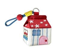 Earbud Case - 8x10cm Cute House Shaped Earbuds Storage Case with Keychain Lanyard, Mini Coin Purse Style Earbuds Casing For Wireless Earbud Cards Charging Cable Travel