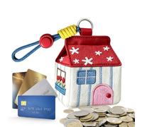 Earbud Case, Cute House Shaped Storage Case with Keychain Portable Protective Holder Feature, Compact Earbuds Charging Carrying Box for Travel Backpack Accessories Girl Women Use