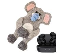 Earbuds Animal Case, Plush Cartoon Earphone Cover, Soft Knitted Coin Pouch, Cute Crochet Storage Bag for Commuting & Travel, 35 g, 7,87 x 3,94 pulgadas, Plush, Gris, Se référer au descriptif, Consulte