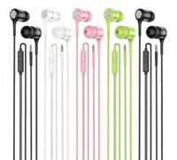 Earbuds Earphones with Microphone,5pack Ear Buds Wired Headphones,Noise Islating Earbuds,Fits All 3.5mm Interface for iPad,iPod,Mp3 Players,Android and iOS Smartphones(Black+Pink+White+Green)