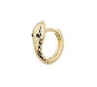 EARCANDY Pendiente Piercing Aro Serpent en Plata de Ley 925 con Baño de Oro Amarillo 18k, Cierre Clic, Diseño Serpiente, Espinelas Negras, Pendiente Suelto, Joyas para Mujer
