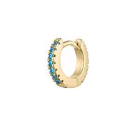 EARCANDY Pendiente Piercing Aro Sophie en Plata de Ley 925 con Baño de Oro Amarillo 18k, Cierre Clic, Circonitas Azules Pendiente Suelto, Joyas para Mujer