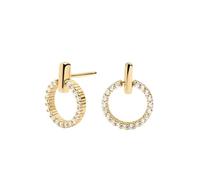 EARCANDY - Pendientes Daniela - Pendientes elaborados en Plata de Ley 925 con Baño de Oro Amarillo 18k y engaste de Circonitas - Cierre Presión - Joyas para Mujer