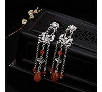 Eardrop S925 Estilo Chino Eardrop S925 Plata Sólida Pato Mandarín Lotus Ágata Rojo Del Sur Natural Magnolia Vintaboos Personalidad Orejas Geas Mostradas, LJBLEUSK