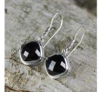 Eardrop S925 Pendientes de Estilo Chino Personalidad Pendientes de Plata de Ónix Antiguos Pendientes Negros Longitud Coincide con Todas Las Tendencias Pendientes, LJBLEUSK