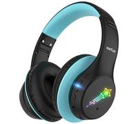 EarFun K4 - Auriculares Bluetooth para niños, inalámbricos con luces LED, volumen limitado de 74/85/94 dBA, micrófono integrado, tiempo de reproducción de 90 horas, Bluetooth 5.4 para iPad/tableta