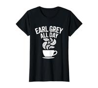 Earl Grey - Bebedores de té para Todo el día Camiseta gráfica económica, Mujer, Negro, M