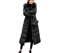 Earnmore Abrigos Mujer Chaquetas de Pluma Largo Acolchado Chaqueta con Capucha Casual Parka Slim Fit Abrigos de Invierno Largas Abrigos de Plumas para Mujer