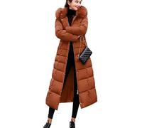 Earnmore Abrigos Mujer Chaquetas de Pluma Largo Acolchado Chaqueta con Capucha Casual Parka Slim Fit Abrigos de Invierno Largas Abrigos de Plumas para Mujer