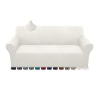 Earnmore Funda de sofá Muy elástica, 1 Pieza, Universal, protección contra Suciedad de Perros y Gatos, Tejido Jacquard, con reposabrazos (3 plazas, Crema)