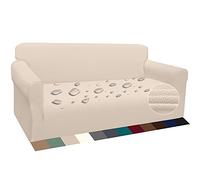 Earnmore Funda de Sofá Súper Gruesa Fundas para Sofá Impermeables 4 Plazas Protector de Sofá Antideslizante(4 Plaza,Beige)