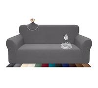 Earnmore Funda elástica Impermeable para sofá de 1 Plaza, diseño Elegante, Antideslizante, Resistente a los arañazos, con Espuma Antideslizante (3 Plaza, Gris Claro)