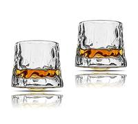 Earnmore Juego de 2 vasos de whisky giratorios Old Fashioned Whiskey Glasses Set de 2 vasos de whisky para barra, cristalería estilo Bourbon - Vasos para whisky Scotch - Vasos de ron (5 onzas)