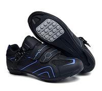 Earnmore Zapatillas de Ciclismo Antideslizantes, Zapatillas de Bicicleta de Carretera y Montaña de Fibra de Carbono Transpirables, Zapatillas Deportivas Asistidas con Tiras Reflectantes (Azul,38)