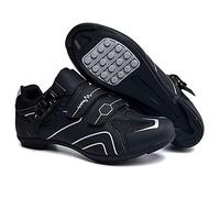 Earnmore Zapatillas de Ciclismo Antideslizantes, Zapatillas de Bicicleta de Carretera y Montaña de Fibra de Carbono Transpirables, Zapatillas Deportivas Asistidas con Tiras Reflectantes (Gris,39)