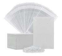 Earring Cards, Set Earring Making Supplies with 100 Pcs Earring Holder Cards 200 Pcs Earring Backs and 100 Jewelry Packaging for Earrings Necklace Jewelry Display, Jewelry Bags 3.5x2.4 Inches (White)