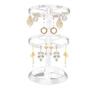 Earring Display For Vendors - 28.2x16x16cm PP Rotating Two Tier Organizer Stand Strong Stable Build, Quick Setup Jewelry Showcase | Retail Booth Trade Show Home Storage Wedding Birthday Gift Presentat