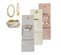 Earring Holder Organizer - 3 Pieces Portable Multifunctional Necklace Bag, Small Jewelry Pouch, Travel Jewelry Storage Case for Earrings Rings Bracelets Watches Hair Accessories | Compact Zipper