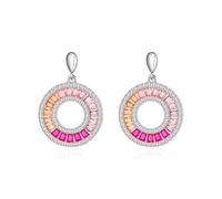Earring Ladies Jewelry Round Hollow Inlaid Stone Shiny Pink Elegant and Exquisite Prom Banquet Women Earrings