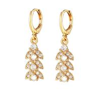 Earring Plant Hanging Leaf Shaped Red White Transparent Crystal Pendant Jewelry Lady Women Earrings