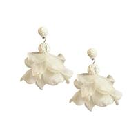 Earrings - 9x5cm Flower Earrings DropEarrings for Women | Chiffon Tassel Floral Pendant Zinc Alloy Lightweight Bohemian Beach Vacation Summer Fashion Jewelry Gift