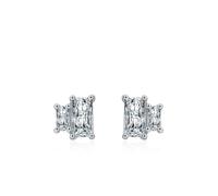 Earrings Cute, Silber Ohrringe Damen Groß Rechteck mit Weiß Zirkonia 925 Silber Schmuck Damen