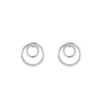 Earrings Elegant, Ohrringe Silber Groß Hohlrund mit Zirkonia 925 Silber Schmuck Damen