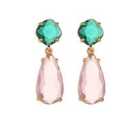 Earrings For Women, Pendientes Colgantes Chapado en Oro Amarillo Rosa Cristal Gotas de Agua 36 x 12 mm para Mujer Joyería de Aniversario