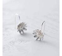 Earrings for Women, S925 Sen Literary Daisy Flower Ear Hook Delicate Lady Small Pearl Earring Woman