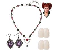 Earrings Necklace And Tooth Cap Set Cosplay Accessories for Winifred Sanderson Hocus Pocus for Halloween