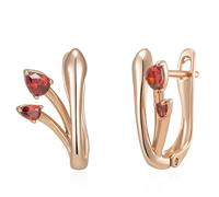 Earrings Stud Wen Cute Red Natural Zirconia For Tulip Shape