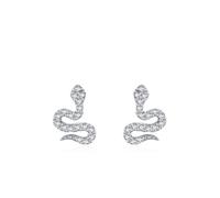 Earrings Women, Silber Ohrringe Elegant Schlange mit Rundschliff Weiß Zirkonia 925 Silber