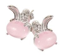 Ears in Pink Crystal Bunny for Women Girls Stylish Easter Earring Set