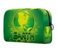 Eart Day Go Green - Bolsa de cosméticos para mujer, neceser de viaje, bolsa organizadora de maquillaje con cremallera, multicolor, 18.5x7.5x13cm/7.3x3x5.1in, Neceser