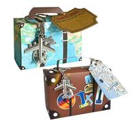 Earth Airplane Keychains, Vintage World Travel Decor, Travel-Themed Design, Paper Zinc Alloy, About 12x8.3cm Travel Ticket Box for Wedding Bridal Shower