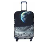 Earth and Moon - Funda elástica para equipaje de viaje, protector de maleta, antiarañazos, estampado, Black, XL