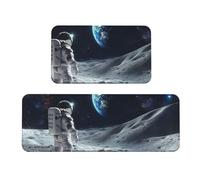 Earth And Moon - Juego de 2 tapetes de cocina antideslizantes de madera antifatiga para el hogar, oficina