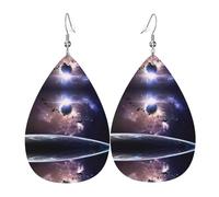 Earth And Moon - Juego de aretes de lágrima de cuero, ligeros, bohemios, regalo de joyería para mujeres y niñas